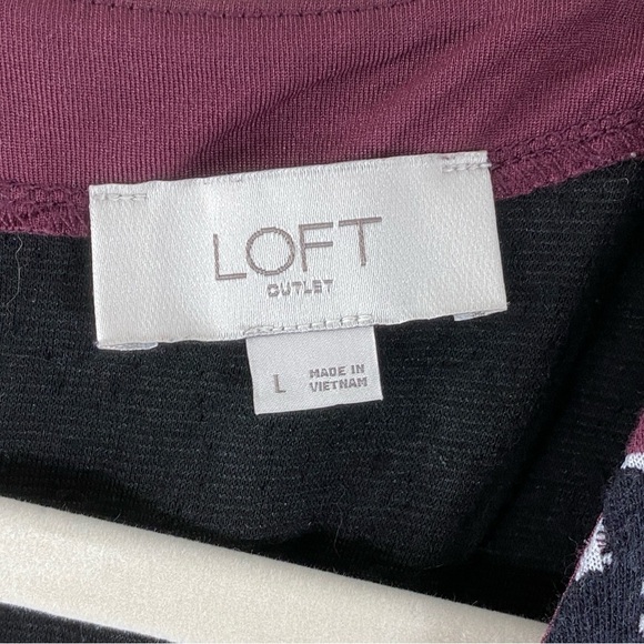 Loft Burgundy+Navy Jacquard Shift Mini Dress In Size Large - Picture 5 of 12